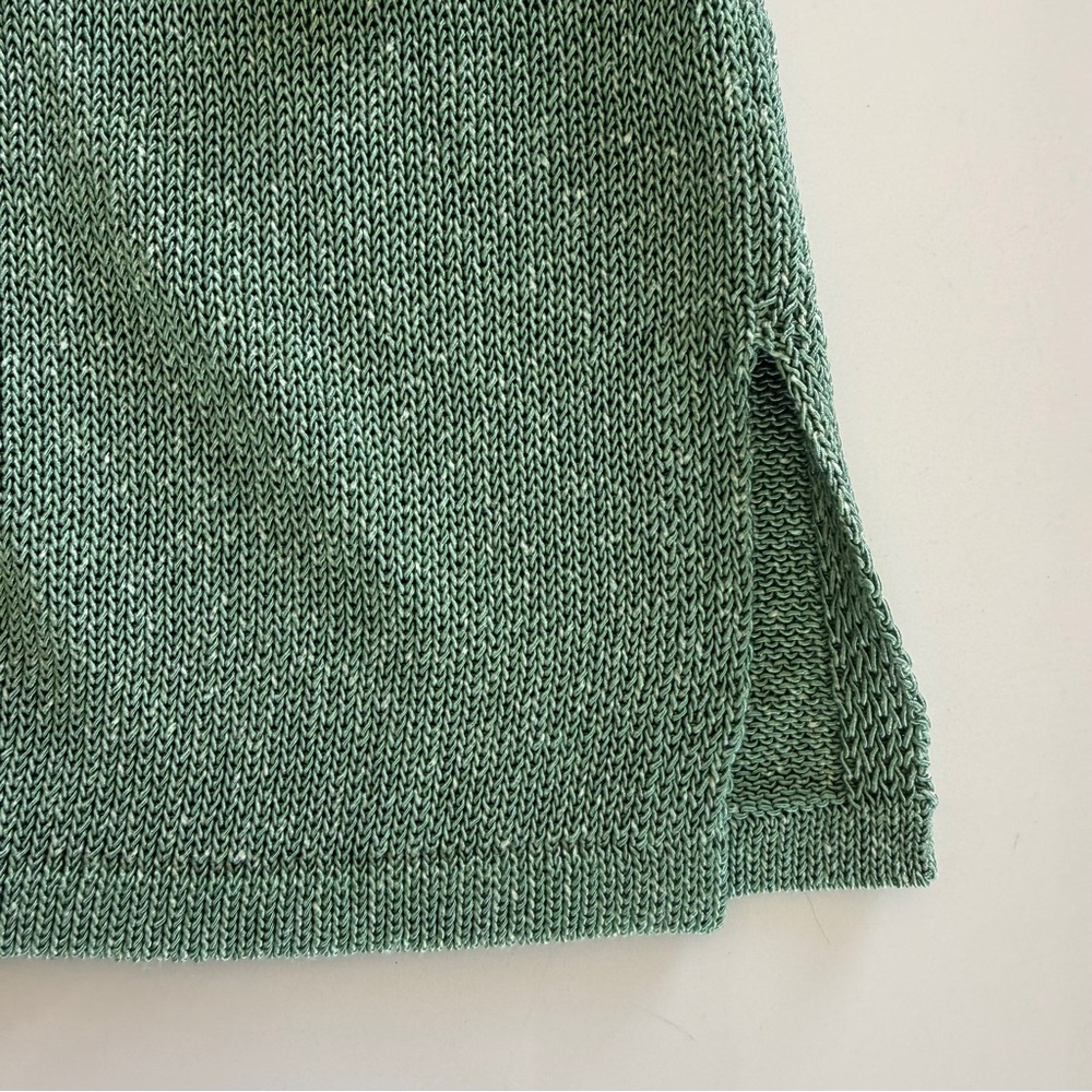 J. McLaughlin-Cotton Blend-Knit-V Roll Neck-Green-Sweater-Preppy-Costal-Size S - Picture 4 of 8